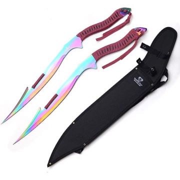 HK-121RB Snake Eye Fantasy Dual Ninja Swords With Nylon Sheath